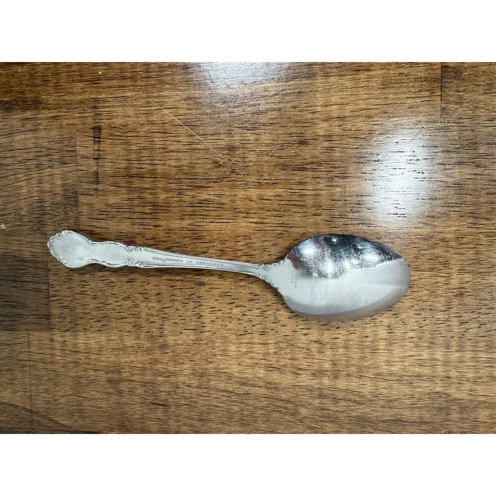 ONEIDA Chateau Stainless Steel Silver Spoon Floral Handle 7.5in Dishwasher Safe